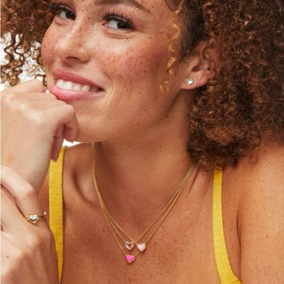 NWT Kendra Scott x Target Anna 14K Gold Over Brass Pendant Necklace -Rose Quartz - Picture 3 of 3